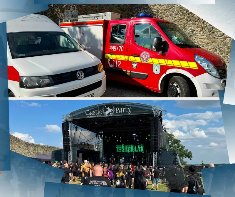Zespół Team4Life przy karetce pod zamkiem w Bolkowie
